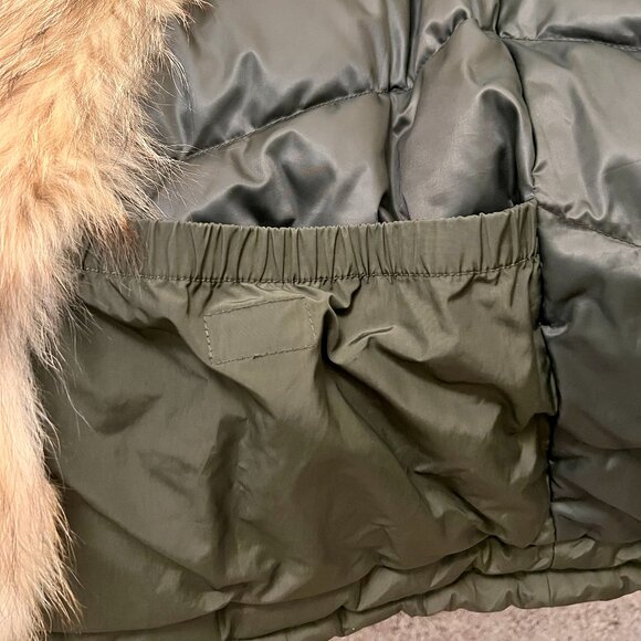 Woolrich Green Down Parka Coat with Fox Fur Lining Hood - Picture 8 of 8